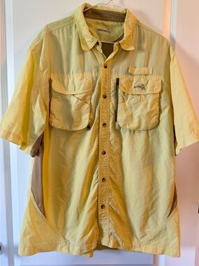 Nature Tek Men’s Yellow Short-Sleeve Button-Down Outdoor Shirt